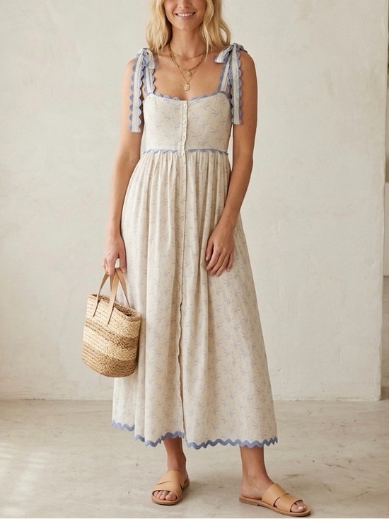 Sofie The Label Dresses & Skirts - Sofie The Label Blue Bow Ric Rac Midi Maxi Dress